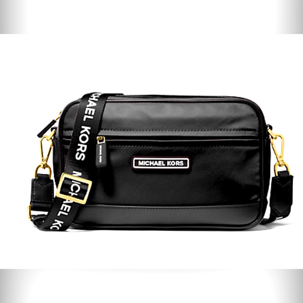 EUC Black Medium michael kors nylon camera handbag (silver hardware)